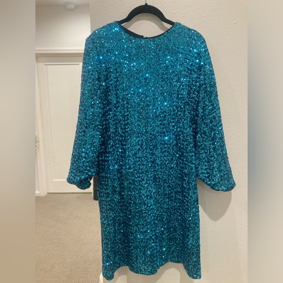Hunter Bell Blue Sequin Shift Dress size 8 - Picture 8 of 9